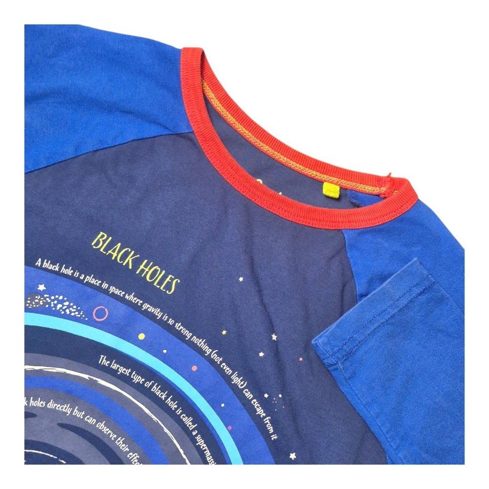 Mini Boden Boys 9-10Y 140 Black Holes Graphic Shirt Space Science Cotton
